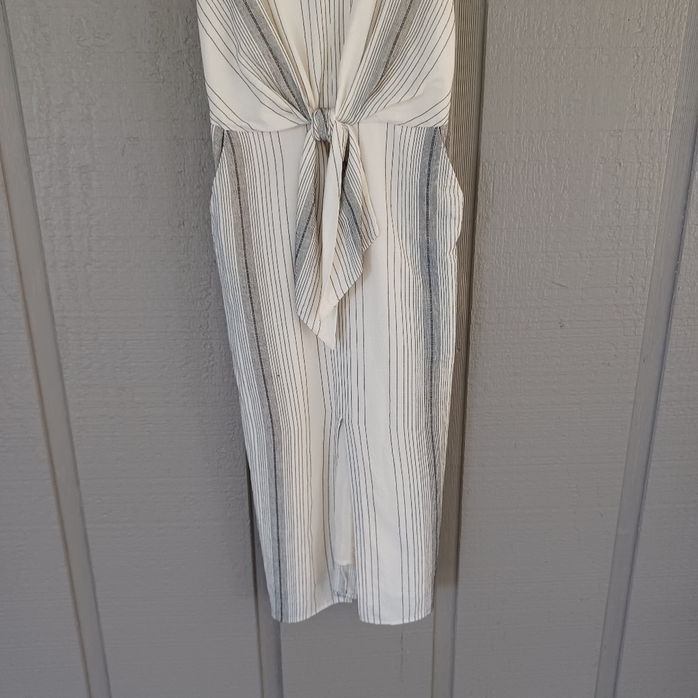 Reiss Kay Stripe Midi Dress Size 2 Women Preppy Sleeveless Pockets Cotton Blend - Picture 4 of 16